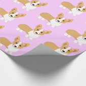 Corgi-Mädchen-Hund mit rosa Bögen Geschenkpapier (Ecke)