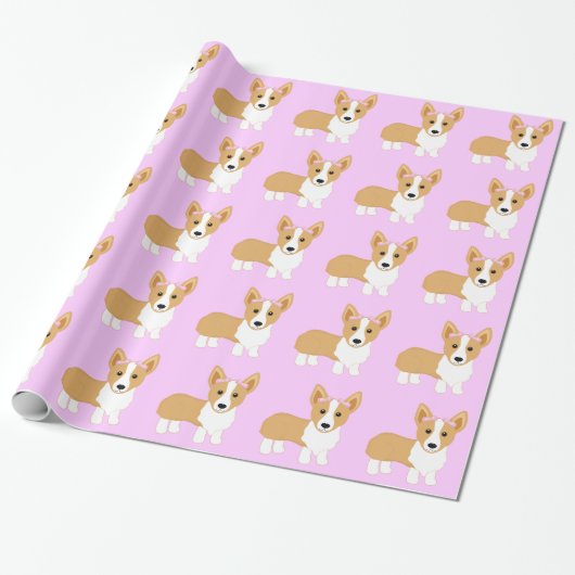 Corgi-Mädchen-Hund mit rosa Bögen Geschenkpapier (Ungerollt)