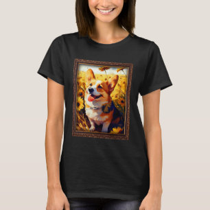 Corgi-Malerei Sonnenblume Blume Mutter Frauen Flor T-Shirt