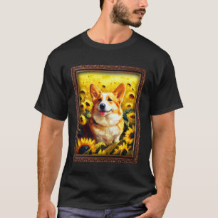 Corgi-Malerei Sonnenblume Frau Mütter Blumen T-Shirt