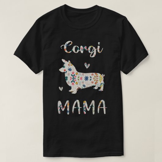 Corgi Mama Floral Dog Mama Liebe-552 T-Shirt (Design vorne)