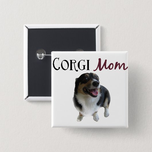 Corgi-Mama-Foto Button (Vorne & Hinten)