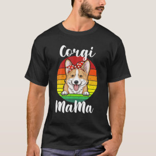 Corgi Mama Mama Red Polka Retro Rainbow Dog Lover T-Shirt