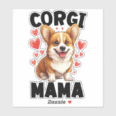 Corgi Mama - Niedlich Corgi Mama Aufkleber (Blatt)