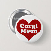Corgi Mama Niedlich Rotes Herz Button (Vorne & Hinten)