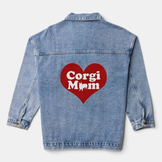 Corgi Mama Niedlich Rotes Herz Jeansjacke (Rückseite)