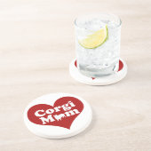 Corgi Mama Niedlich Rotes Herz Untersetzer (Seite)