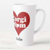Corgi Mama Niedliches Rotes Herz Monogramm Milchtasse (Rechts)