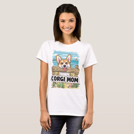 Corgi Mama Peeking T-Shirt (Vorne ganz)