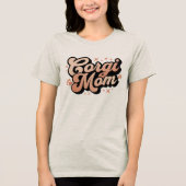 Corgi-Mama Retro-Typografie Tri-Blend Shirt (Vorderseite)