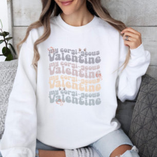 Corgi Mama Retro Valentinstag individuell anpassba Sweatshirt