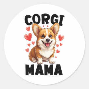 Corgi-Mama - Süße Corgi-Mama Runder Aufkleber