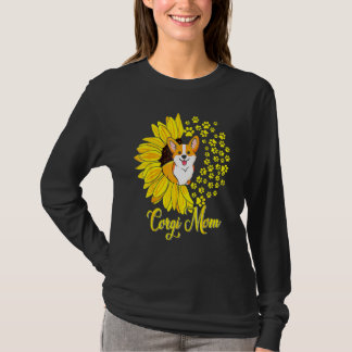 Corgi-Mama Süßer Corgi-Hund Sonnenblume Glückliche T-Shirt