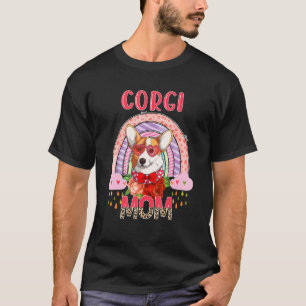 Corgi Mama Süßer Regenbogen Regentag Hund Blumen M T-Shirt