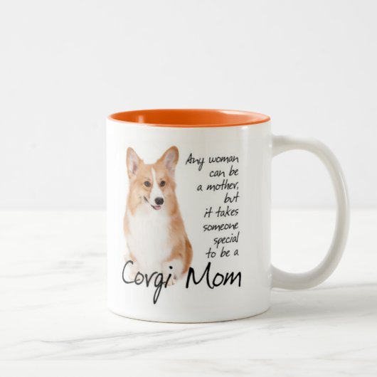 Corgi-Mama-Tasse Zweifarbige Tasse (Rechts)