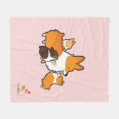 Corgi-Mama-und Welpen-Fleece-Decke Fleecedecke (Vorderseite (Horizontal))