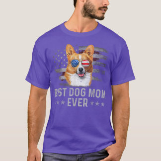 Corgi Mama Vintag American Flag Patriotic Dog Lieb T-Shirt