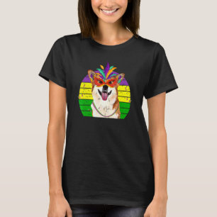 Corgi Mardi Gras Party Hunde Maske Perlen 1 T-Shirt