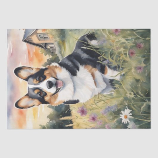 Corgi Meadow Magic: Ein blumenentzückendes Erlebni Seidenpapier (Vorderseite)
