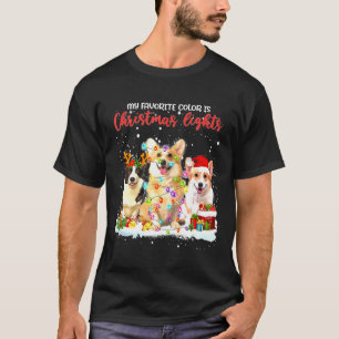 Corgi meine Lieblingsfarbe ist Weihnachtslicht Wei T-Shirt