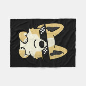 Corgi Meme Pixel Sonnenbrille Niedlicher Hund Fleecedecke (Vorderseite (Horizontal))