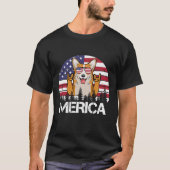 Corgi Merica 4. Juli Hundeshirt Funny Patriotic T-Shirt (Vorderseite)