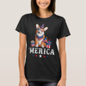Corgi Merica Dog 4. Juli USA Flag T-Shirt (Vorderseite)
