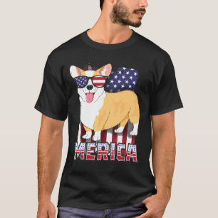 Corgi Merica Für Kinder Jungen USA-Flagge 4. Juli T-Shirt