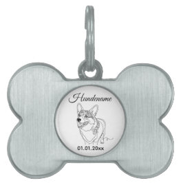 Corgi Minimalist Line Art Personalized Dog Tag Tiermarke