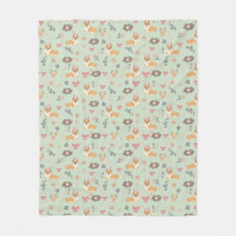 Corgi Mint Garten Florales Nahtloses Muster Fleecedecke