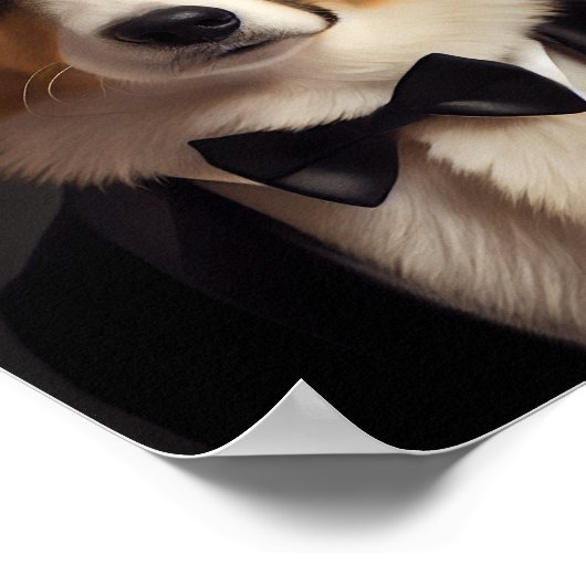 Corgi mit Bogen-Krawatte Poster (Ecke)