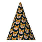 Corgi mit Brille Niedlich Partyhütchen (Rechts)