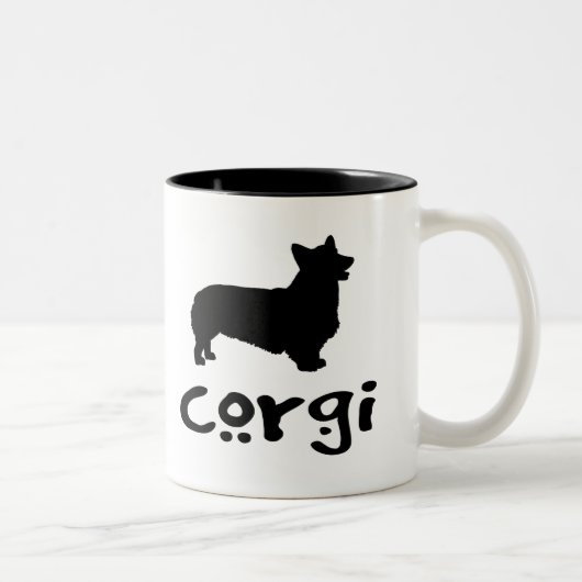 Corgi mit coolem Text Zweifarbige Tasse (Rechts)