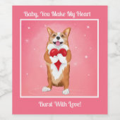 Corgi mit einem Herzetikett Weinetikett (Einzelnes Label)