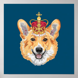 Corgi mit einer Krone Poster
