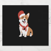 Corgi mit einer Weihnachtsmannmütze Schaumweinetikett (Einzelnes Label)
