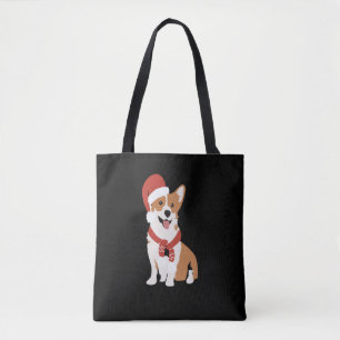Corgi mit einer Weihnachtsmannmütze Tasche