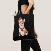 Corgi mit einer Weihnachtsmannmütze Tasche (Von Nahem)