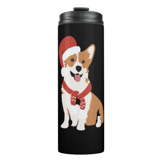 Corgi mit einer Weihnachtsmannmütze Thermosbecher (Vorderseite)