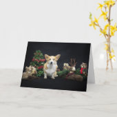 Corgi mit Friends of Christmas Woodland Karte (Gelbe Blume)