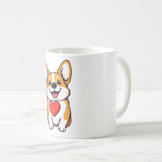 Corgi mit Herz-T - Shirt Kaffeetasse (VorderseiteRechts)