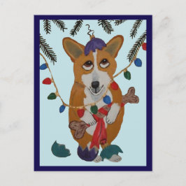 Corgi mit kaputten Weihnachtsbaumkugeln Postkarte