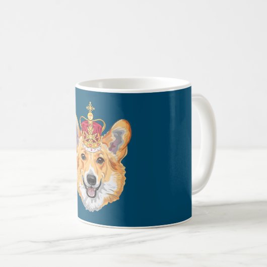 Corgi mit Krone Kaffeetasse (VorderseiteRechts)
