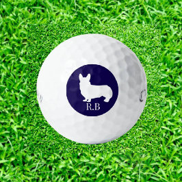 Corgi Mit Monogramm Blue Navy Golfball