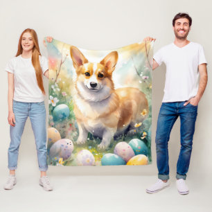 Corgi mit Ostereier Urlaub Fleecedecke