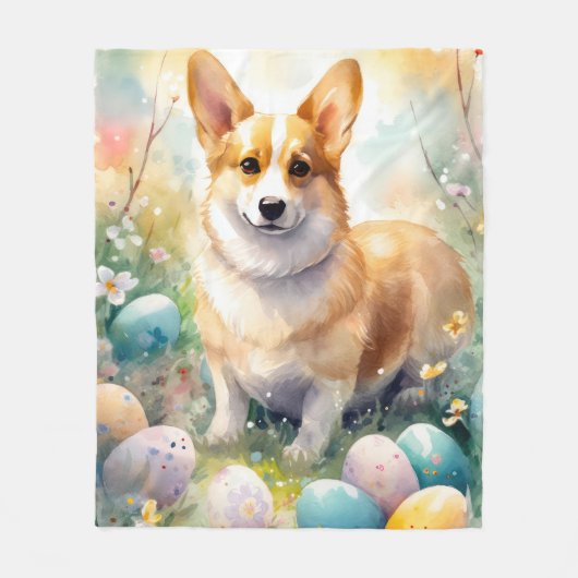 Corgi mit Ostereier Urlaub Fleecedecke (Vorderseite)