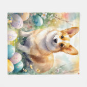 Corgi mit Ostereier Urlaub Fleecedecke (Vorderseite (Horizontal))