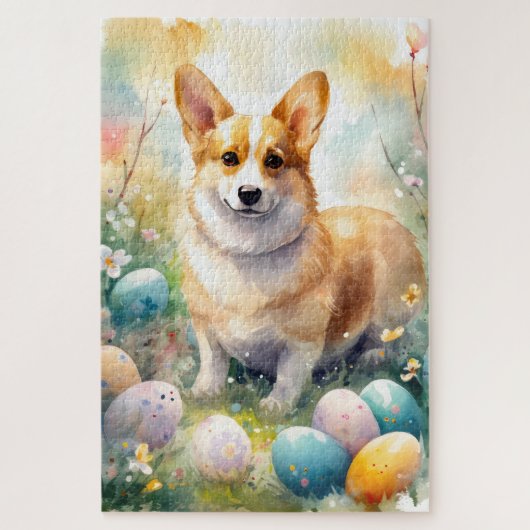 Corgi mit Ostereier Urlaub Puzzle (Vertikal)