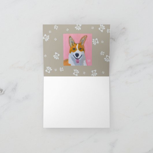 Corgi mit Paw Prints Dankeskarte (Innenseite)