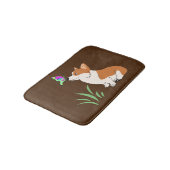 Corgi mit Schmetterling Badematte (Schrägansicht)